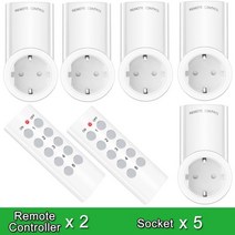무선 스마트 원격 제어 전원 콘센트 라이트 스위치 플러그 소켓 eu 표준, 5 Sockets 2 Remoter, 110V-250V_UK