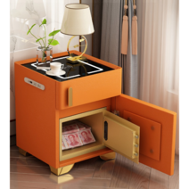 가정용 금고 미니금고 금고협탁 무선충전 스마트금고 침실협탁, 40x40x50cm, 오렌지 [3색 램프+USB포트+무선충전+금고]