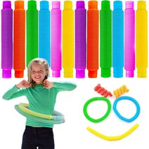 팝 튜브 ​​다채로운 팝 튜브 Pop tube 감압 장난감 튜브 텔레스코픽 튜브 구부리는 텔레스코픽 회전 연결하는 창의적인 장난감 교육 장난감 DIY 파이프 장난감 (12Pcs 멀티 컬러)