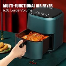 에어프라이어 오븐형에어프라이어 대용량에어프라이어 에어프라이기 1400w 6l led 디스플레이 오일 필터 랙이있는 스마트 터치 프라이 360 ° 깊은 바베큐 감자 튀김 de, 유럽 ​​연합