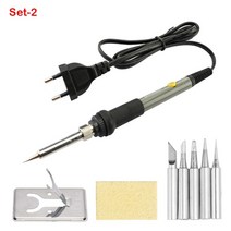 조절 가능한 온도 60w 전기 납땜 인두 220v 용접기 인두 팁 수리 전기 도구, 110v 미국 플러그, 세트 2