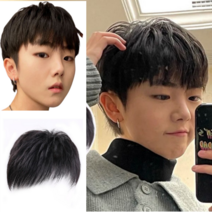 네츄럴블랙 남성 헤어 가발 똑딱이타입 스타일링, 내츄럴 블랙, 1개