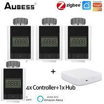 온도센서 스마트홈 iot Aubess Tuya ZigBee 3.0 스마트 서모 스탯 히터 TRV 자동 온도 조절 식 라디에이터, 08 set 4