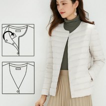 여성용 오리털 경량 패딩 가벼운 외투 이너패딩 브이넥 라운드넥 똑딱이 다운패딩 데일리 등산