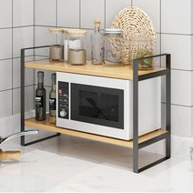 원목 우드 철제 프레임 다용도 선반 전자레인지 보관 수납함 조미료 주방 가전 보관함, 1단50cm