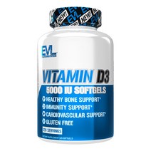 EVLUTIONNUTRITION 비타민 D3 5000IU 글루텐 프리 소프트젤, 120개입, 1개