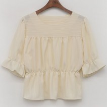 퍼니걸스 6428 데일리 라운드 셔링 반팔 블라우스 여성의류