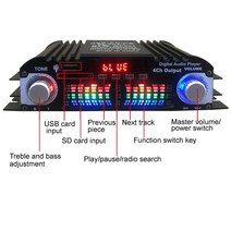 오디오 앰프 증폭기 12V 4 채널 전력 블루투스 자동차 시스템 스테레오 박스 음성 FM U 디스크 플레이어