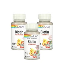 솔라레이 비오틴 로젠지 복숭아 딸기 바나나맛 5000mcg 60캔디 Solaray Biotin Lozenge Peach Strawberry Banana, 3팩