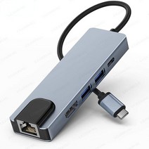 썬더볼트 독 서피스독 5 in 1 type-c 허브 usb-c-hdmi 호환 usb3.0 기가비트 lan 이더넷 도킹 스테이션 macbook dell 용 다기능 usb c 허브, 5 1