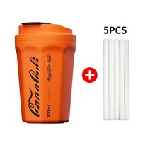 거실가습기 대용량 2022 최신 코크스 컵 충전식 400ml 무선 휴대용 화염 공기 홈, 5 필터가 있는 주황색