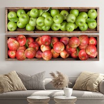 [인메이블]돈들어오는 푸른 사과 그림 액자 7종 와이드 대형 캔버스 생기 과일 주방 거실 풍수 인테리어 선물, 09.[I]긴급-정사각그린사과, 캔버스 액자