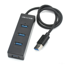 DFMEI 블록 롱 스트립 4 포트 USB 3.0 허브 허브 하나의 드래그 1 포인트 와이어 마이크로 공급 전원 공급 장치, 하얀색