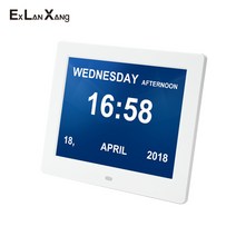 디지털액자 스마트액자 전자액자 8 인치 전자 LCD 큰 문자 노인 의학 화면 알림 알람 디지털 시계 사, 02 WHITE_03 영국 플러그