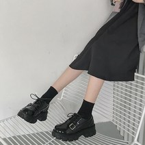 JINNY 키높이 5CM 학생단화 유니크한 애나멜 버클 어글리 슈즈 MS109