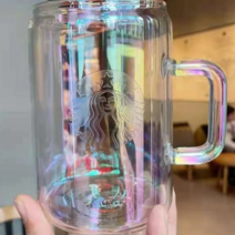 스타벅스 홀로그램 머그잔 오로라 핸드글라스 700ml 내열유리, 1세트