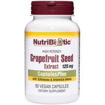 NutriBiotic 자몽 씨앗 추출물 캡슐플러스 에키네시아 아르테미시아 안누아 90개입 125 mg GSE 비건 강력한 흡수력 비 GMO 글루텐 프리 식이 보충제