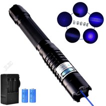 블루 레이저 009 포인터 강력한 그 굽기 폭죽 빔 가시 광선 Laserpointer 군사 높은 전력 레코딩 일치, [01] Laser no battery