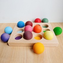 발도르프교구 무지개 몬데소리 원목 레인보우 감각발달성탄절장식 marbletree, 원목정리함+3.5cm볼