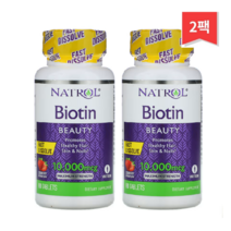 Natrol 비오틴 강도 딸기 맛 10 000mcg 60정, 2개