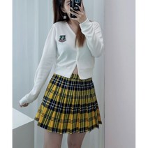[하이틴/클루리스] 스쿨룩 프레피 체크 테니스 미니 스커트 옐로우 베이지 2Col