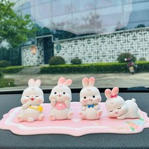 자동차 장식 인형 귀여운 토끼 애니메이션 미니 피규어 Q 버전 모델 선물 인테리어 액세서리, 4.set 4