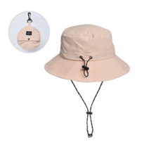 렌버 벙거지모자 남녀공용 버킷햇 등산모자 방수 접이식 턱걸이 포켓모자, 베이지