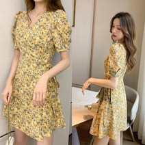 미니 반팔 랩원피스 로브 투웨이 봄여름 플라워 가운