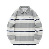 COVERNAT 스트라이프 카라 니트 그레이