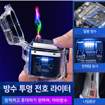 1개 /1+1개 usb 방수라이터 쌍전호 라이터 휴대용 방풍 라이터, 야외방수 C타입 중전 쌍전호 라이터, 블루*(1+1)