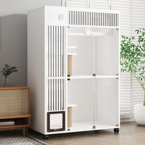 고양이 빌라 캣타워 하우스 아크릴 빌딩 타워 숨숨집, 셀프조립, B_흰색 높이150 폭110 깊이60