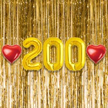 200일 이벤트 포토존 세트 아기 기념일 커플 축하 기념 숫자 풍선 하트, 08.커튼-(골드)-200(소)-골드