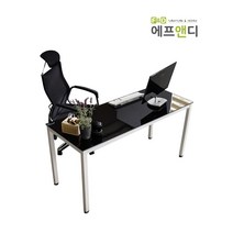 에프앤디 TS 04-W1800 강화유리 책상 사무용가구, 블랙/화이트