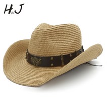 고급 수입 여성 차단 사이즈 카우보이 햇빛 있음 솜브레로 야외 아저씨 신사 모지 남성 해변 여름 모자 56 롤업 챙 58CM카우보이 밀짚 웨스턴