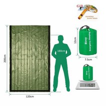 야외 생존 안전 장비 방수 경량 열 비상 침낭 비비 자루-생존 담요 가방 캠핑 하이킹 활동, [01] Green and gift