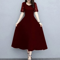 레이스패턴 A라인 롱원피스 플레어OPS