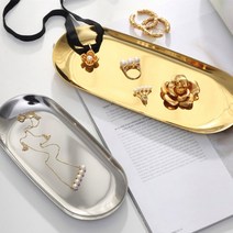 긴쟁반 커피숍 디저트 클래식 메탈 반달트레이 (대), 실버