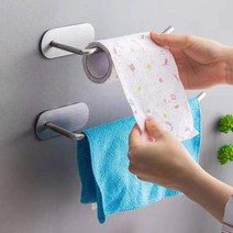 스텐 키친타올프리 화장실 벽걸이 티슈걸이 벽걸이 벽흡유지 주방용품 대전, 일장일단[다기능], [롤페이퍼-게으른행주-랩]선반