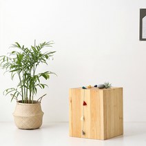 마켓비 통나무 원목 사각 스툴 / 화장대 쇼파 미니테이블 겸 의자 협탁