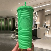 지압텀블러 하와이 빨대컵 콜드컵710ml 30종, 매트 형광 녹색