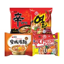 봉지라면 신라면 5개 + 안성탕면 5개 + 진라면매운맛 5개 + 열라면 5개 세트, 1세트