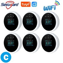 도시 가스 누출 탐지기 수소 디텍터 누설 경보기 복합 측정기 휴대용 검출기 wifi 감지기 lpg 천연 경보 감지기 led 디스플레이 스마트 홈 센서 도매, 6개