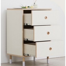 따뜻한 자작나무 화이트 넓은수납 3단 서랍장(50cm) 틈새 광폭 서랍정리함 속깊은 옷