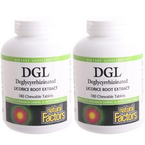 네추럴팩터스 DGL 리코리스 루트 추출물 츄어블 타블렛 비건 무설탕 글루텐 프리, 180개입, 2개, 180정