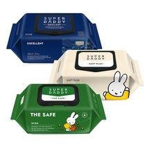 핫템 슈퍼대디 안전브랜드 아기물티슈 10팩 20팩 캡형 대용량, 2.엑셀런트82웰메이드70매20팩