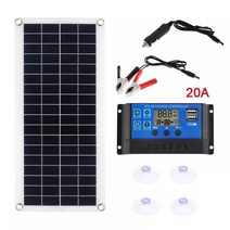 300w 태양 전지 패널 키트 12v usb 충전 태양 전지 보드 컨트롤러 방수 104, 20a 컨트롤러 포함