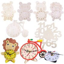 . 시계만들기 시계판 탁상용 동물 그리기시계 시계부속 시계부속품 6종, 나무시계판 탁상용-강아지