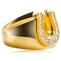 승마 용품 말발굽 굽 새로운 지르콘 스테인레스 스틸 말굽 반지 매력 남자 연회 파티 의류 액세서리 남자, 02 금_05 11