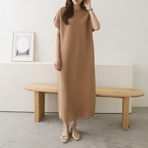 셀러허브(잡화) 여자 여름 홀가먼트 기본 니트 반팔 맥시 롱 원피스