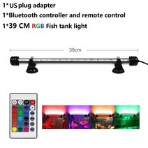 어항 수초 수족관 수조 조명 블루투스 컨트롤러 빛 rgb led 물고기 탱크 빛 수중 물고기 램프 튜브 장식 식물 램프, 39cm EU 플러그